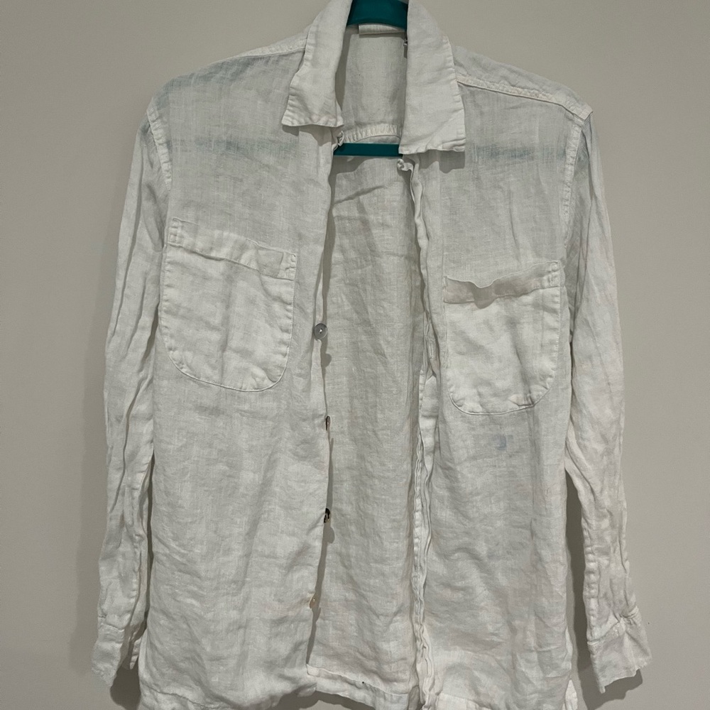 beachy button up with shell buttons